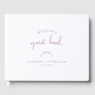 Romantic Sketched Bow   Lilac Wedding  Guest Book