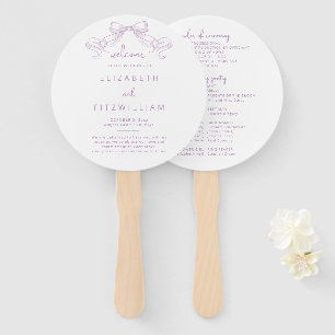 Romantic Sketched Bow   Lilac Wedding Program Hand Fan
