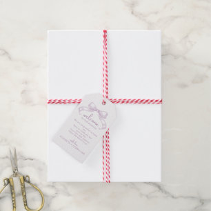 Romantic Sketched Bow Lilac Welcome Favor Gift Tags