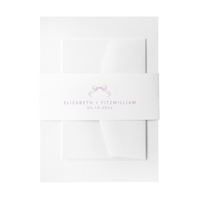 Romantic Sketched Bow Wedding Invitation Belly Band (Front Example)