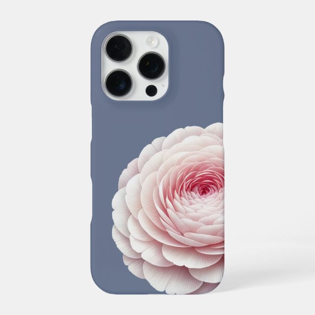 Romantic Slate Blue Blush Floral iPhone Case (Back)