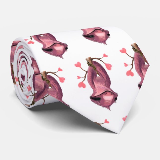 Romantic Sloth Funny Neck Tie - Smile (Rolled)