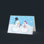 Romantic Snowman and Snowgirl Christmas Card<br><div class="desc">The Scene on the Front of the Holiday Card is a Snowman bowing over the hand of a blushing Snowgirl and there are Snowflakes falling in the Background. The inside is left blank for you to put your own special message. Artwork was created by me in Adobe Illustrator.</div>