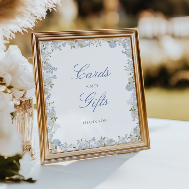 Romantic Soft Blue Floral Wedding Cards and Gifts Poster (Creator Uploaded)