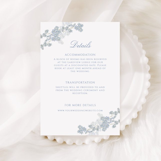 Romantic Soft Blue Vintage Floral Wedding Details Enclosure Card (Creator Uploaded)
