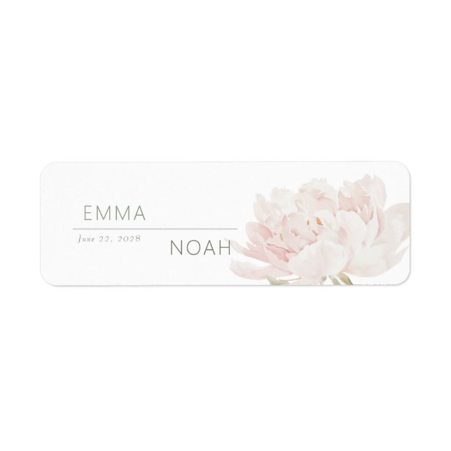 Romantic Soft Blush Peony Wedding Cigar Band Label (Front)