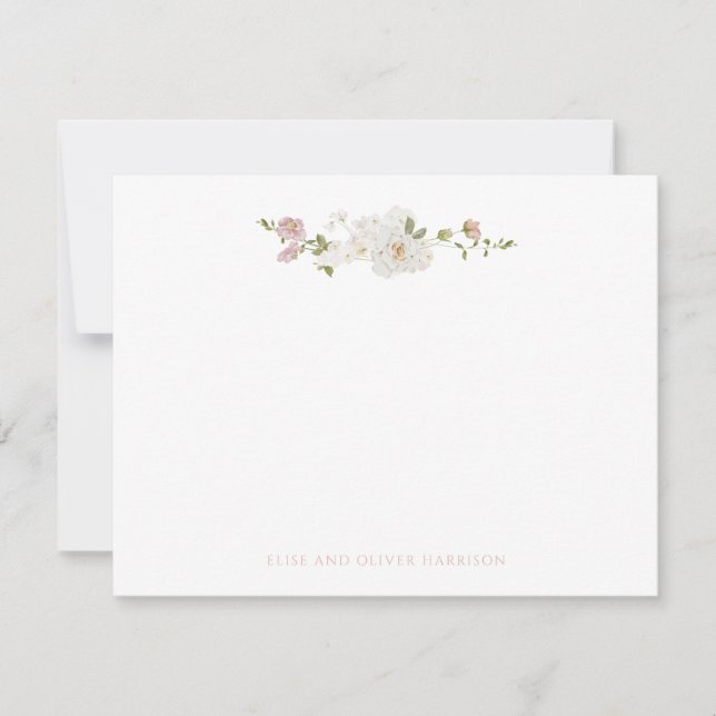 Romantic Soft Blush White Wedding Thank You Card (Front)