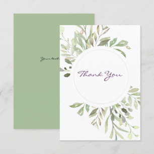 Romantic Soft Botanical Greenery Thank You Card