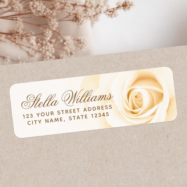 Romantic soft cream ivory rose return address (Romantic soft cream ivory rose return address label)