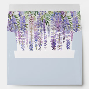 Romantic Soft Dusty Blue Wisteria Garden Wedding Envelope