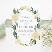 Romantic Soft Ivory Floral Wreath QR  Code Wedding