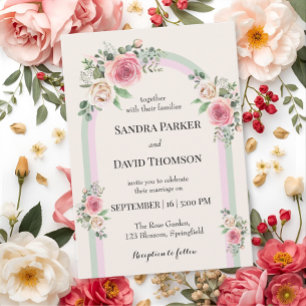 Romantic Soft Pastel Floral Arch Wedding Invitation