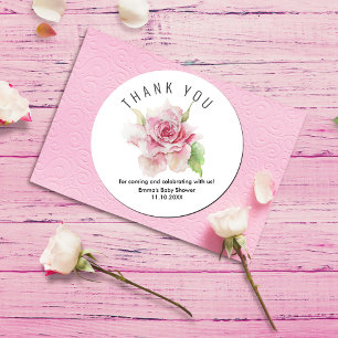 Romantic Soft Pink Thank You Classic Round Sticker