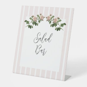 Romantic Soft Pink Wedding Salad Bar Pedestal Sign