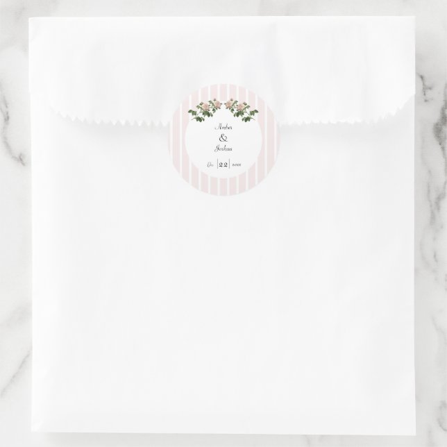 Romantic Soft Pink Wedding Sticker (Bag)