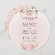 Romantic Soft Roses Save The Date Card