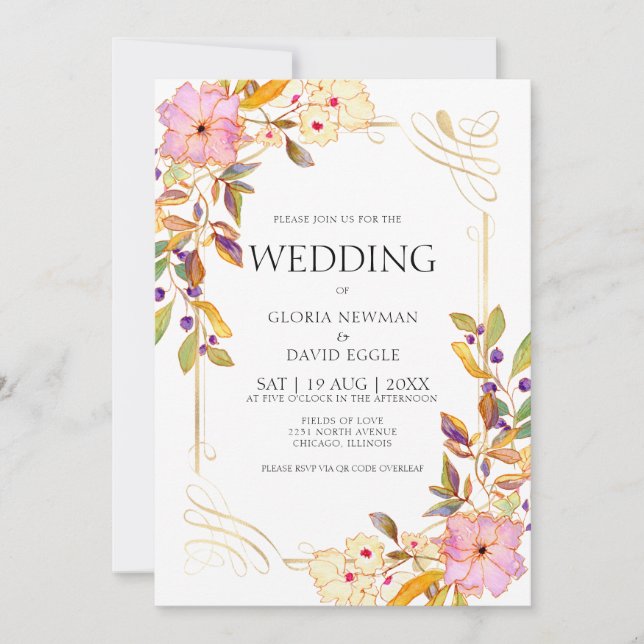 Romantic Spring Floral Wedding Invitation (Front)