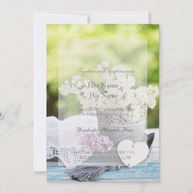 Romantic Spring Flower Floral Lilac Wedding Invitation (Front)