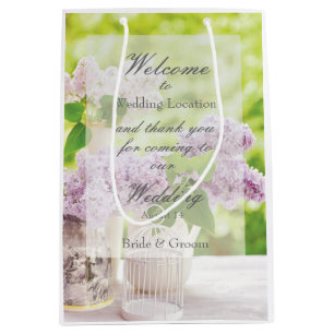 Romantic Spring Flower Floral White Lilac Wedding Medium Gift Bag