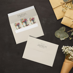 Romantic Spring Flowers Vase Bridal Shower Envelope