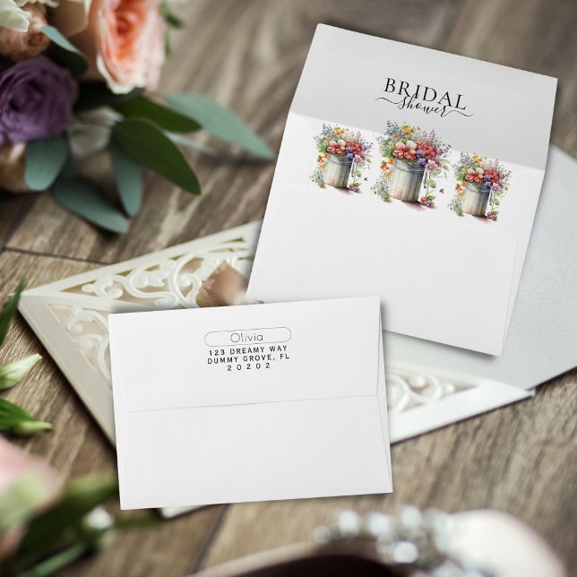 Romantic Spring Flowers Vase Bridal Shower Envelope (Creator Uploaded)