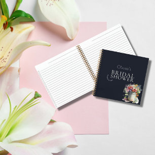 Romantic Spring Flowers Vase Bridal Shower Guest Notebook