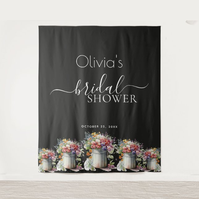 Romantic Spring Flowers Vase Bridal Shower Tapestry (Front)