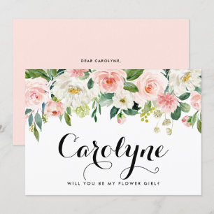 Romantic Spring Flowers Will You Be My Flower Girl Announcement