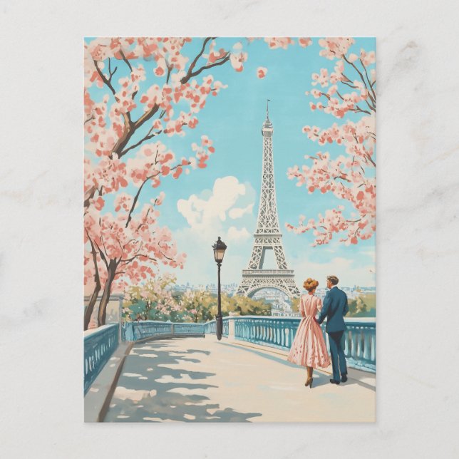 Romantic Spring in Paris Holiday Postcard (Front)