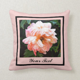 Romantic Spring Peony in Pale Peach Personalized Throw Pillow