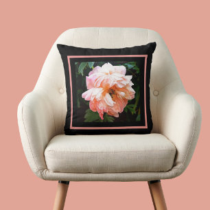 Romantic Spring Peony in Pale Peach Throw Pillow