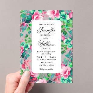 Romantic Spring Summer Garden Floral Wedding  Acrylic Invitations