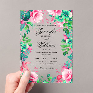 Romantic Spring Summer Garden Floral Wedding  Acrylic Invitations