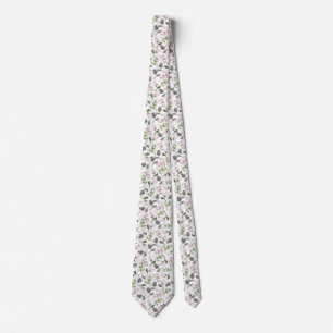 Romantic Spring Tulip floral pattern white ver Tie