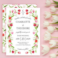 Romantic Spring Tulip Floral Pink & White Wedding