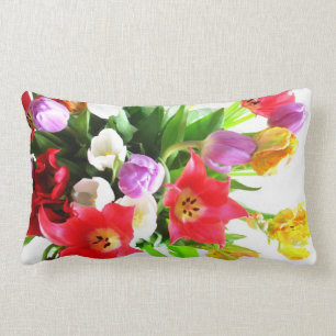Romantic Spring Tulips Flowers Lumbar Pillow