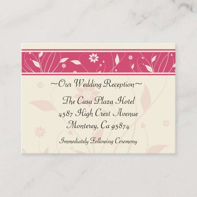 Romantic Spring Wedding Reception Card (Front)