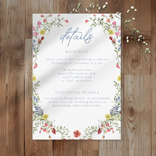 Romantic Spring Wildflower Garden Wedding Enclosure Card