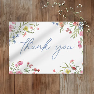 Romantic Spring Wildflower Garden Wedding Thank You Card