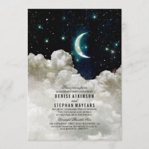 Romantic Stars and Moon Engagement Party Invitation