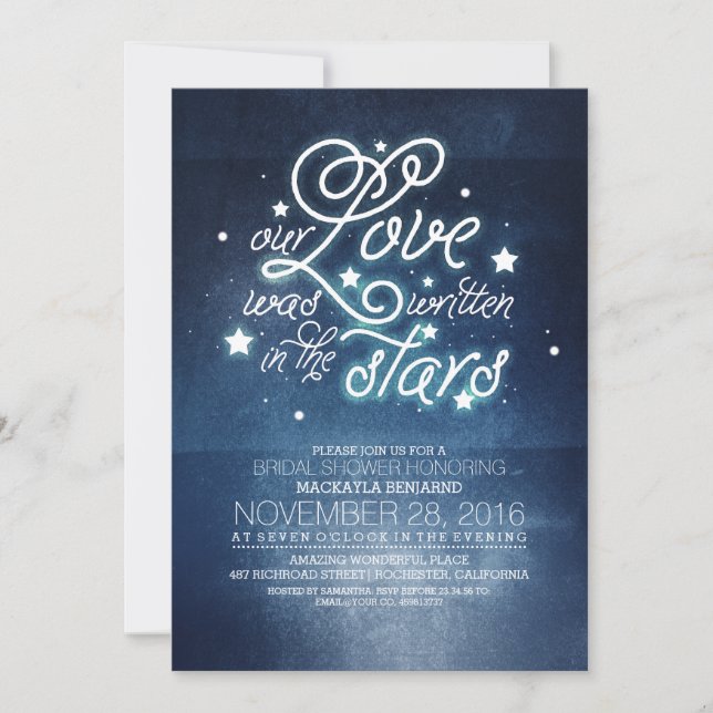Romantic Stars Bridal Shower Invitation (Front)