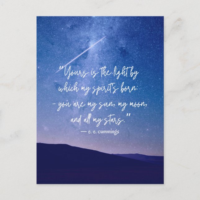 Romantic Stars Cummings Quote Postcard (Front)