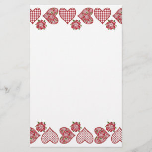 Romantic Stationery: Hearts and Red Roses Stationery