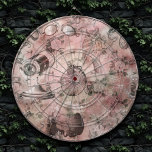 Romantic Steampunk | Antique Vintage Ephemera Dartboard<br><div class="desc">90s Grunge, All Grown Up! Feminine, sophisticated Victorian era shabby chic steampunk seamless pattern featuring dystopian cogwheel gears, bicycle, skull, owl, telescope, and more on a soft romantic millennial pink rose grunge background. This vintage 1990s inspired abstract design features a gorgeous palette that adds perfect pop of colour. For customizations...</div>