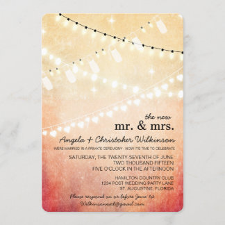 Romantic String Lights After Wedding Invitation