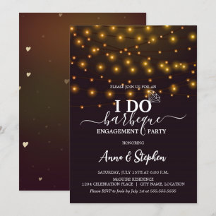 Romantic String Lights I Do BBQ Engagement Party Invitation