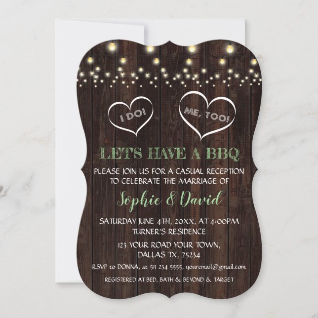 Romantic  String Lights Old Barn I DO BBQ Invitation (Front)