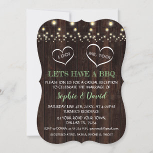 Romantic String Lights Old Barn I DO BBQ Invitation