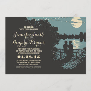 Romantic string lights outdoor wedding invitation