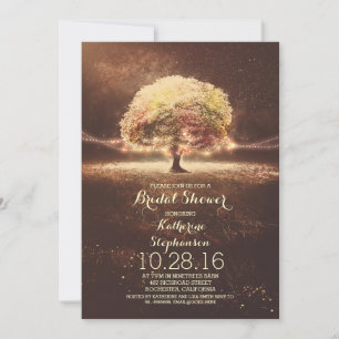 romantic string lights tree fall bridal shower invitation
